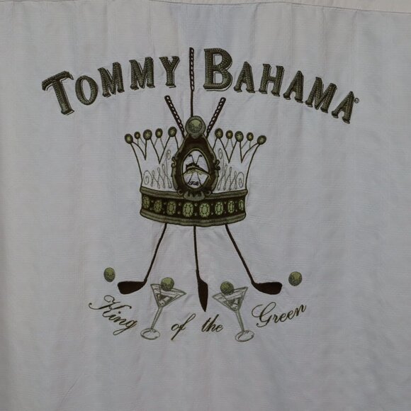 Tommy Bahama King Of The Green Golf Silk Camp Shirt Short Sleeve Mens XL Texture - Picture 9 of 16